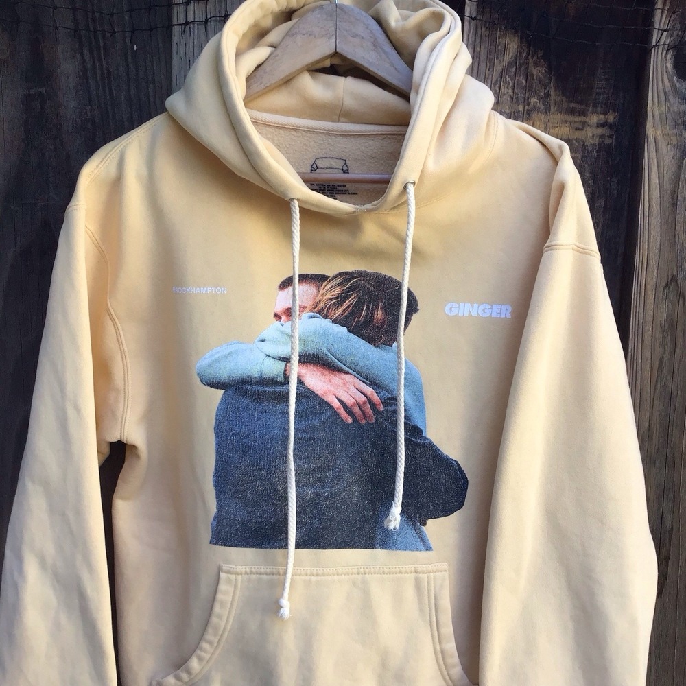 Brockhampton Ginger Album Hoodie Men's Medium Cream Yellow Graphic Pullover - Picture 2 of 7